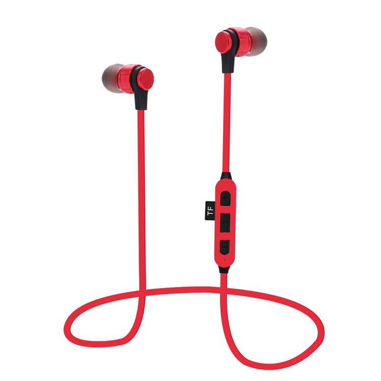 

ST-K9 Portable Magnetic In-ear Bluetooth 4.2 Wireless Metal Earphone with Mic Support TF Card for iPhone Samsung - Red