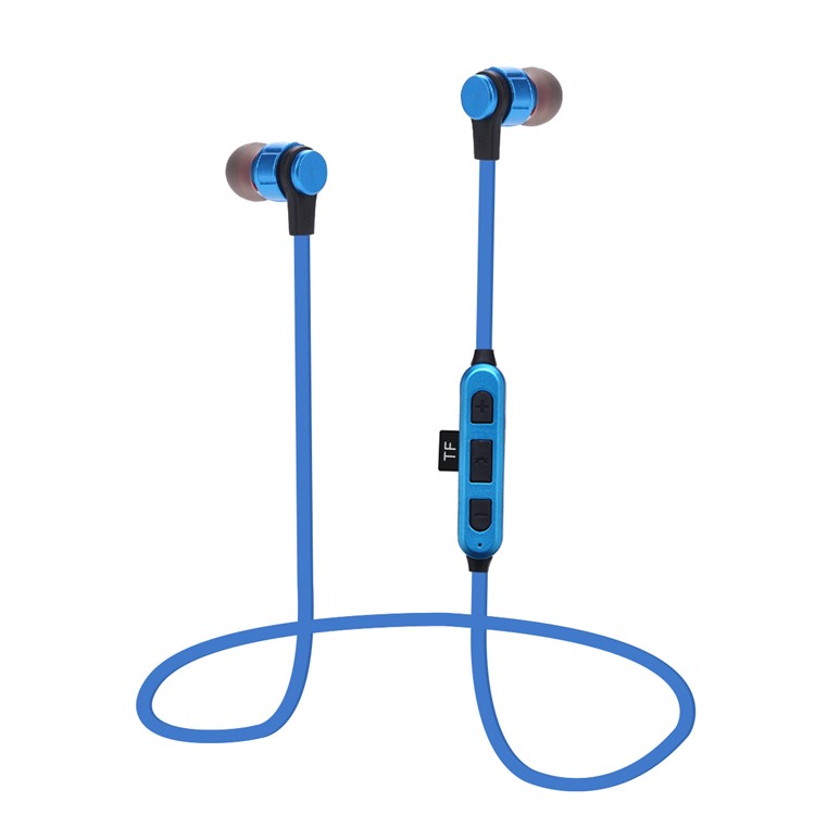 

ST-K9 In-ear Magnetic Attraction Bluetooth 4.2 Headset Metal Earphone with Mic Support TF Card for iPhone Samsung - Blue