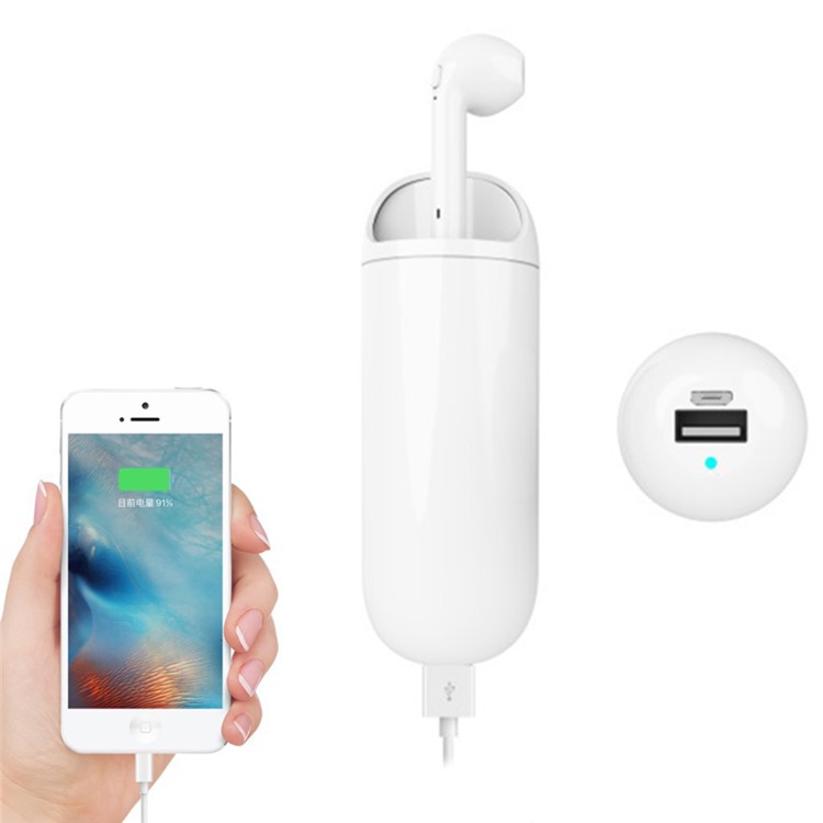 

HBQ-i9 Wireless Bluetooth Earphone Mini Single Headset with 3300mAh Power Charger for iPhone Samsung, etc - White