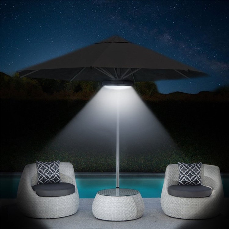 USB Rechargeable Patio Umbrella Pole RGB LED Light Bluetooth Speaker Camping Tent