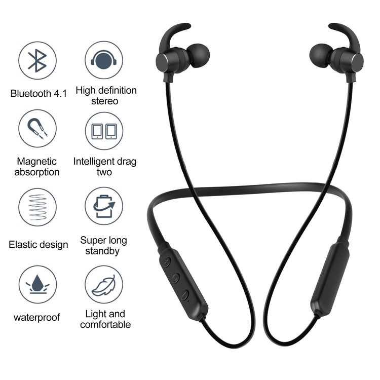 X7 Wireless Bluetooth Sport Stereo Earphone Magnetic Adsorption In-ear Headset with Mic - Black-5