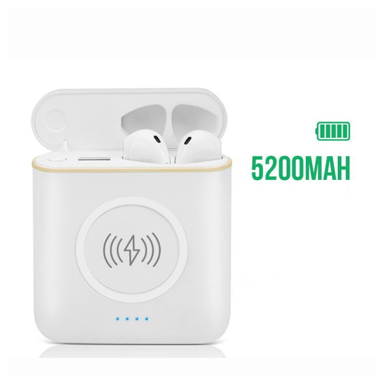 TWS Binaural Bluetooth Earphone + Wireless Charger and Power Bank 2-in-1 Charger Box-2