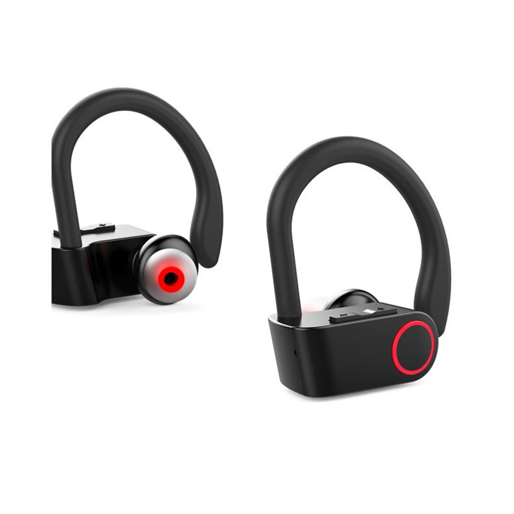 TWS Binaural Ear-hook In-ear Wireless Bluetooth 4.2 Sports Headphones - Black / Red-1