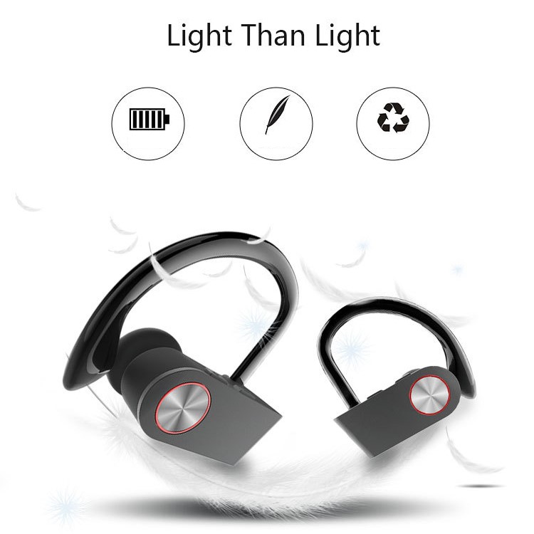 TWS Binaural Ear-hook In-ear Wireless Bluetooth 4.2 Sports Headphones - Black / Red-4