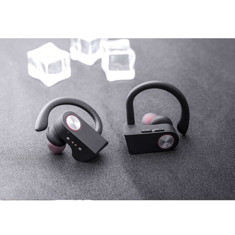 TWS Binaural Ear-hook In-ear Wireless Bluetooth 4.2 Sports Headphones - Black / Red-6