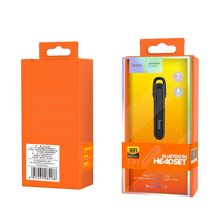 HOCO E30 Delightful Sound Bluetooth Headset In-ear Single Earphone with Mic - Black-5