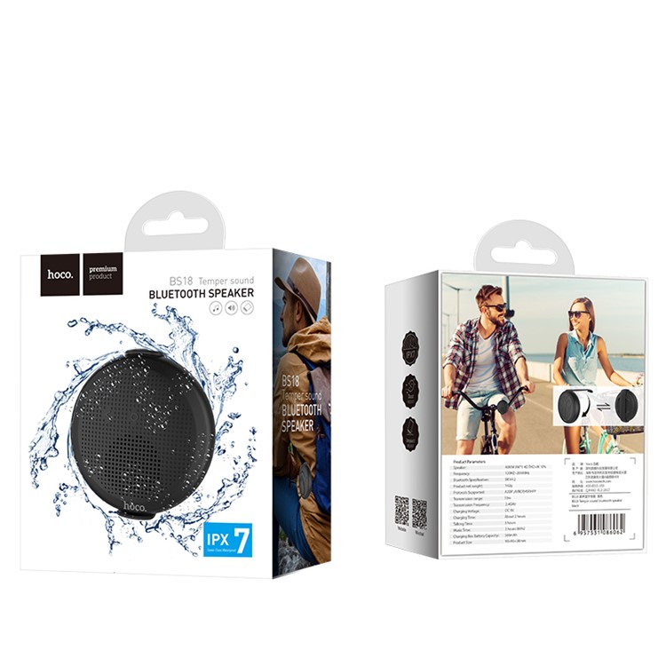 HOCO BS18 Temper Sound Bluetooth Speaker IPX7 Waterproof Portable Wireless Speaker - Black-5