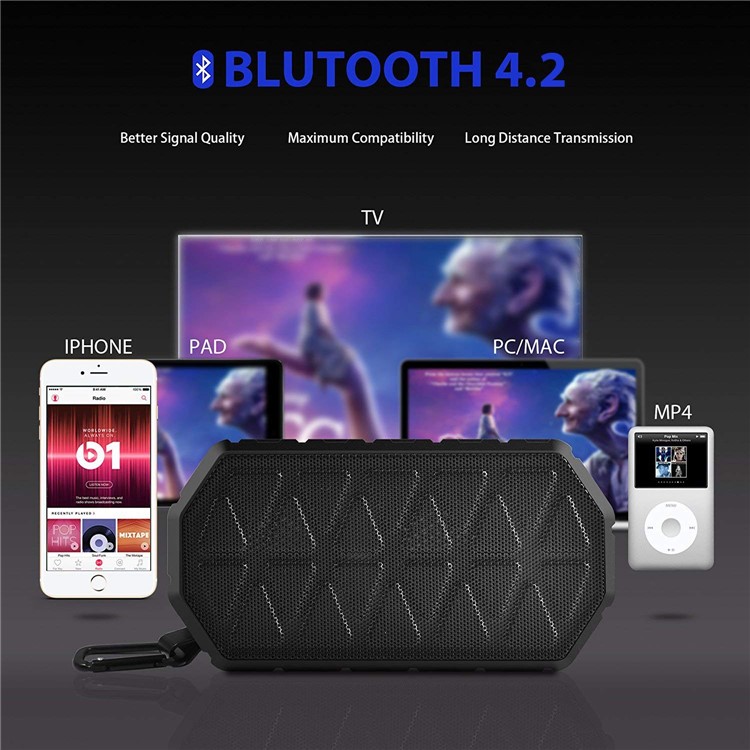 TOHAYIE X8 IPX6 Outdoor Bluetooth Speaker with 1000mAh Battery, 66-foot Bluetooth Range for iPhone, Samsung - Black-4
