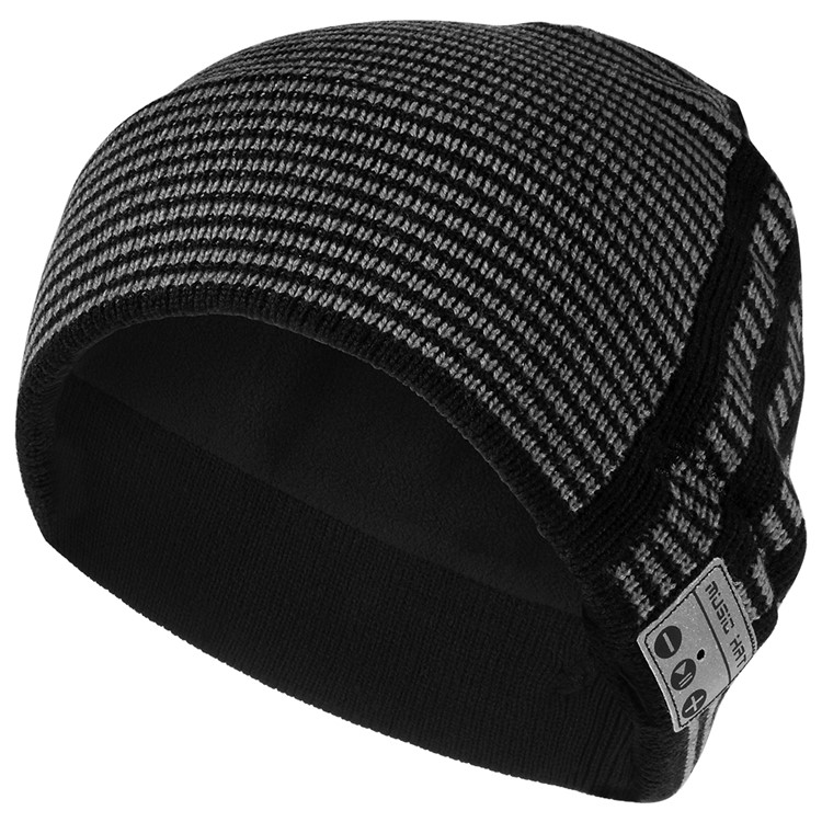 Unisex Fashionable Stripes Pattern Bluetooth Music Hat Winter Warm Knitted Sports Hat with Mic-1