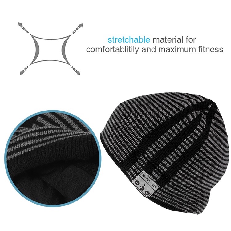 Unisexe Stripes À La Mode Motif Bluetooth Music Chapeau Hiver Chapeau De Sport Chaleureux Avec MIC-4