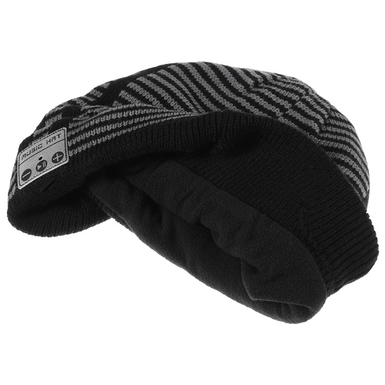 Unisex Fashionable Stripes Pattern Bluetooth Music Hat Winter Warm Knitted Sports Hat with Mic-5