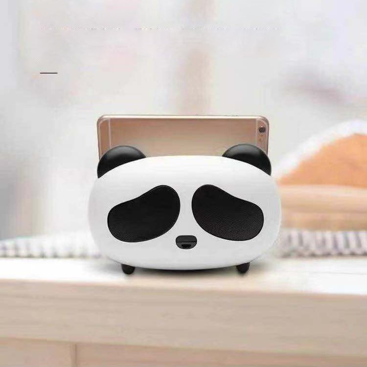 Cute Panda Induction Speaker Amplifier with Nuts Melon Seeds Snack Storage - Black-2