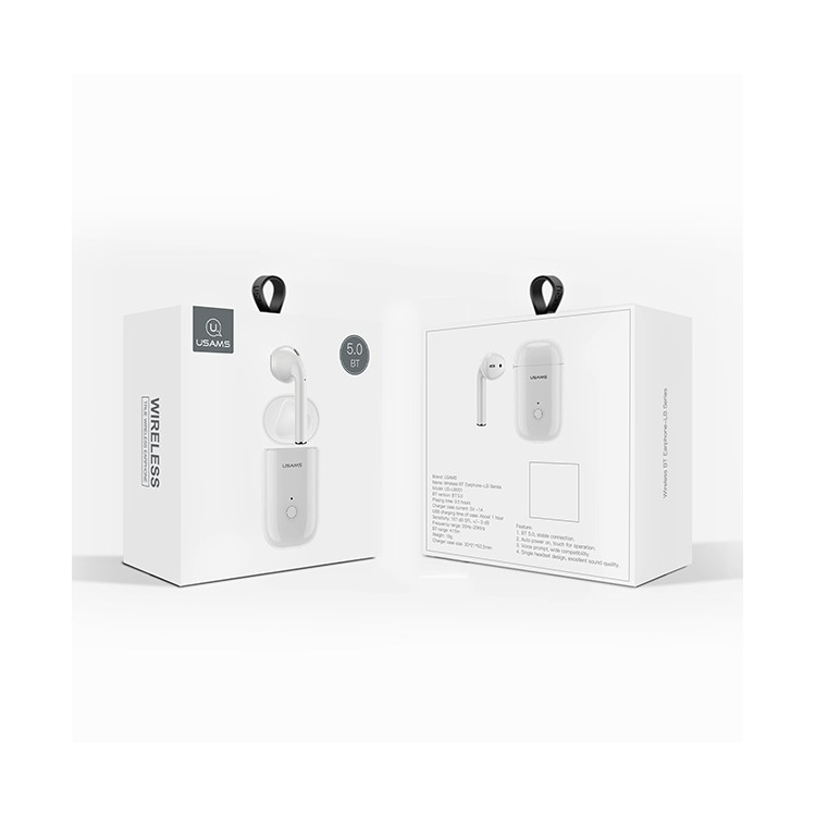 USAMS US-LB001 Single In-ear Wireless Bluetooth 5.0 Earphone with Charging Box-18