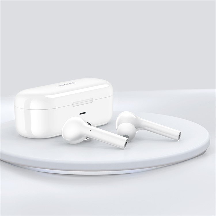 USAMS US-LA001 Dual In-ear Wireless Bluetooth 5.0 Earphone with Charging Box - White-2