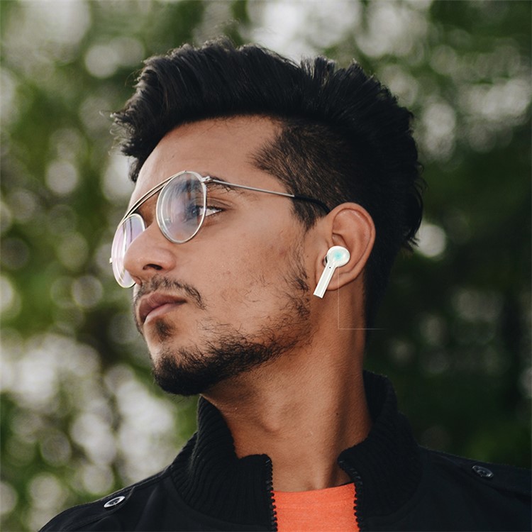 USAMS US-LA001 Dual In-ear Wireless Bluetooth 5.0 Earphone with Charging Box - White-4
