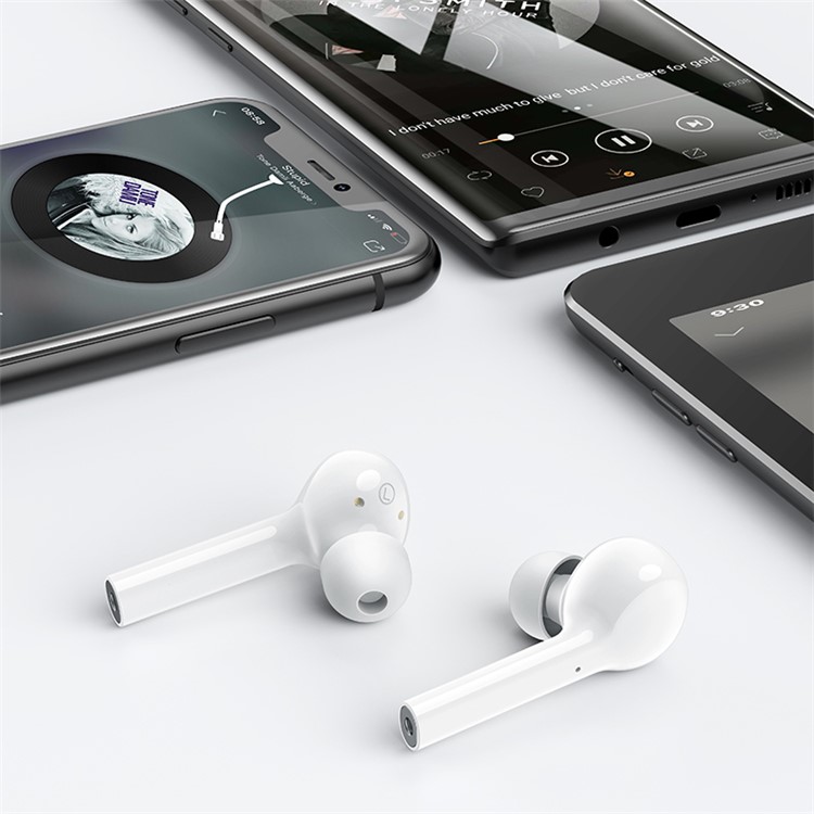 USAMS US-LA001 Dual In-ear Wireless Bluetooth 5.0 Earphone with Charging Box - White-9