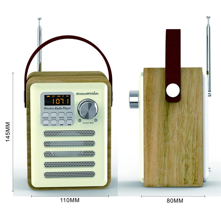 Retro Style Multifunctional Bluetooth Speaker with Mic Support TF Card/USB Drive/AUX-in/FM Radio-9