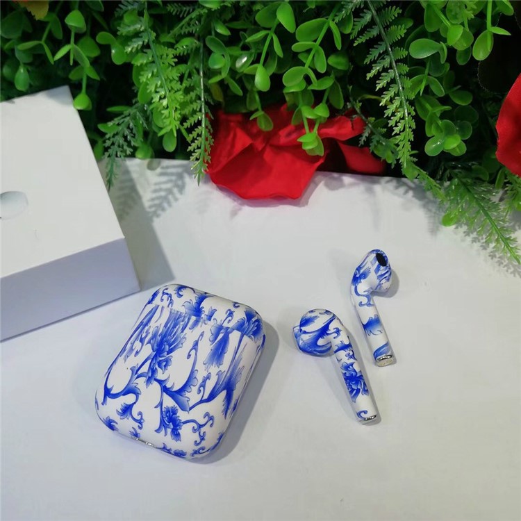 

Mini Painted Wireless Bluetooth 5.0 Earphone In-ear HiFi Earbud with Charging Case Box - Blue Porcelain, iPhone Xs