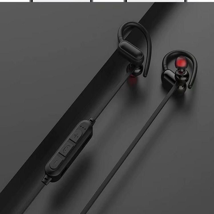 Bluetooth Earhook Support TF Card 6D Sound Sport Wireless Headphone - Black-1