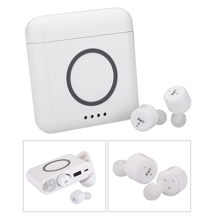 

X4T TWS Bluetooth Стерео Наушники + 5200 МАч Зарядка С USB И Беспроводной Зарядкой - Белый, iPhone XS Max 6.5 inch