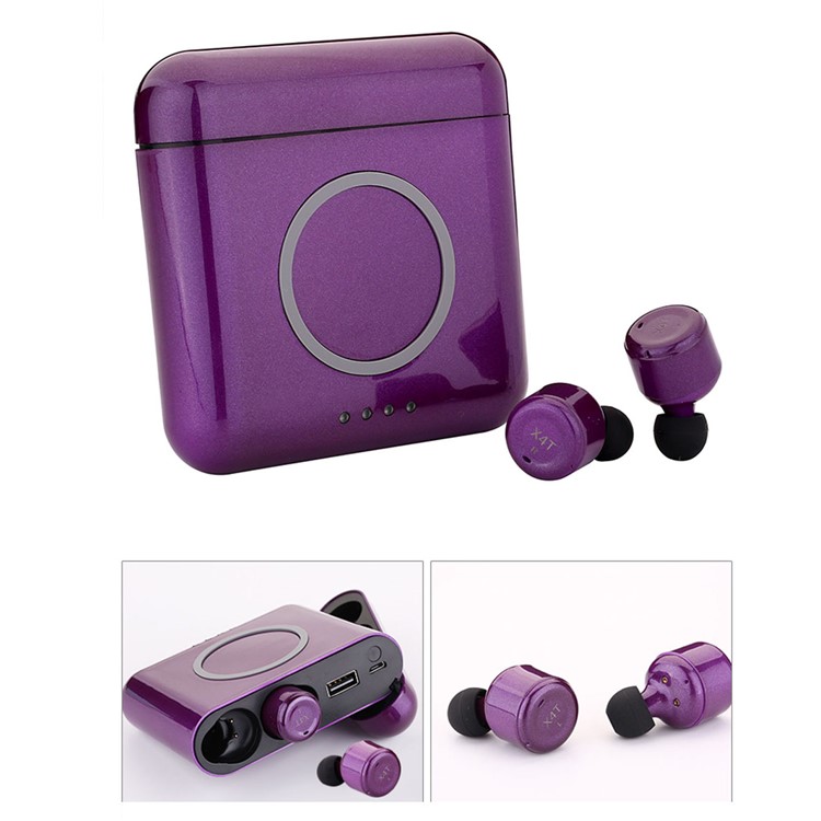 

X4T TWS Bluetooth Stereo Earphone + 5200mAh Charging Box with USB and Wireless Charging - Purple, iPhone XS Max 6.5 inch