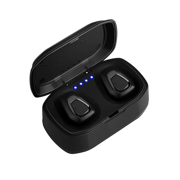 

TWS Беспроводная Гарнитура Bluetooth 4.2 Для Наушников С Портативным Чехлом Для Зарядки - Полностью Черный, iPhone Xs