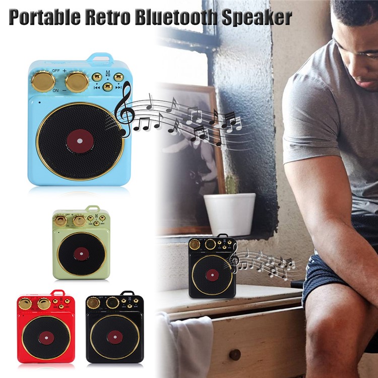 T10 Retro Mini Wireless Bluetooth Speaker Portable Music Player TF Card Slot FM Radio - Black-6