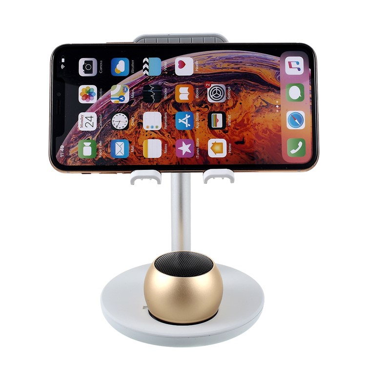 K2-Pro Rotatable Phone Stand iPad Mount Bluetooth Speaker Mini Stereo Loudspeaker - Gold/Silver-2