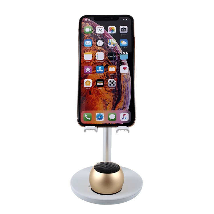 K2-Pro Rotatable Phone Stand iPad Mount Bluetooth Speaker Mini Stereo Loudspeaker - Gold/Silver-3