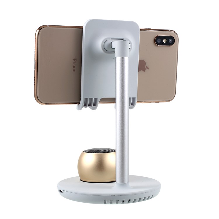 K2-Pro Rotatable Phone Stand iPad Mount Bluetooth Speaker Mini Stereo Loudspeaker - Gold/Silver-4