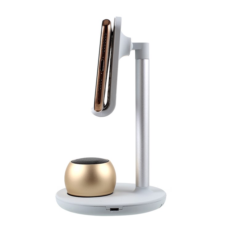 K2-Pro Rotatable Phone Stand iPad Mount Bluetooth Speaker Mini Stereo Loudspeaker - Gold/Silver-7