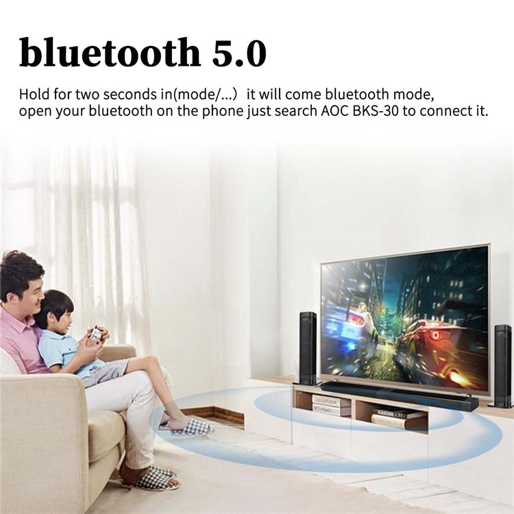 BKS-33 Family Wireless Bluetooth 2-in-1 Detachable 3D Stereo Effect Soundbar Speaker - EU Plug-4