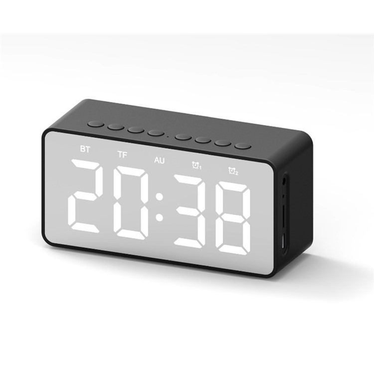 BT506 Portátil Bluetooth Altavoz Inalámbrico Soporte De Altavoz Estéreo TF AUX Mirror Reloj De Alarma Para Computadora De Teléfono - Negro