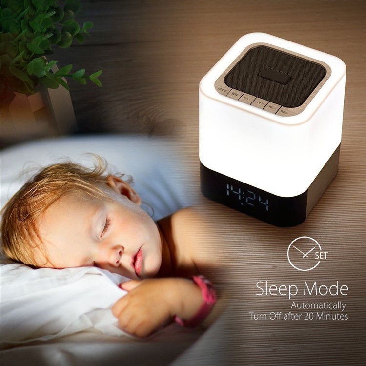 DY28 MUSKY Wireless Bluetooth Speaker with Touchable LED Table Lamp Alarm Clock-5