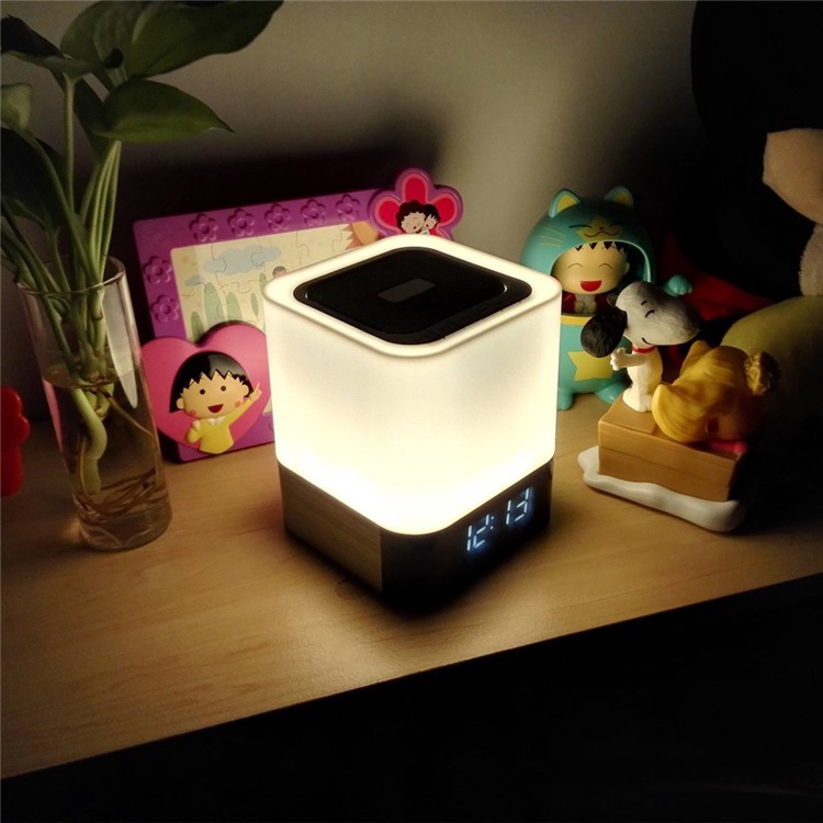 DY28 MUSKY Wireless Bluetooth Speaker with Touchable LED Table Lamp Alarm Clock-6