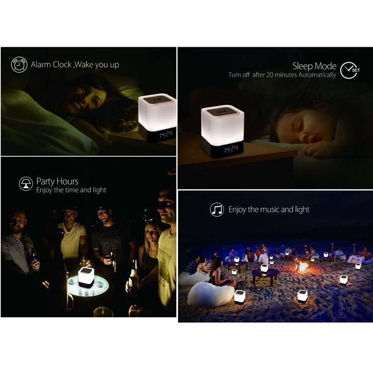 DY28 MUSKY Wireless Bluetooth Speaker with Touchable LED Table Lamp Alarm Clock-7