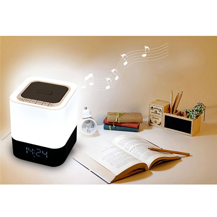 DY28 MUSKY Wireless Bluetooth Speaker with Touchable LED Table Lamp Alarm Clock-8