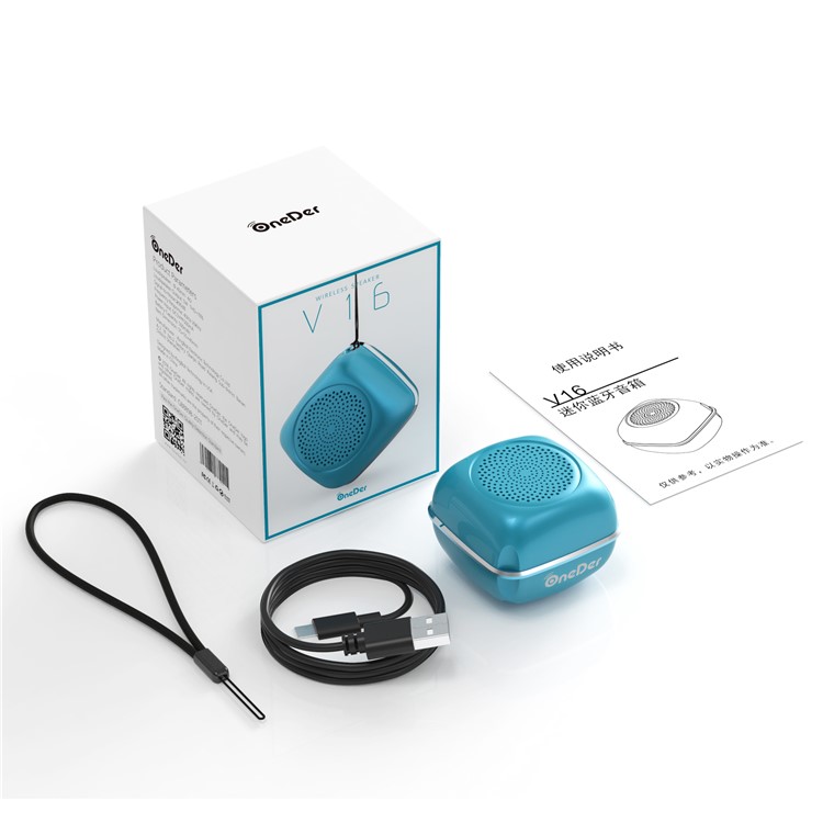 V16 Wireless Bluetooth Hands-free Speaker Support TWS TF Card FM Radio - Blue-8