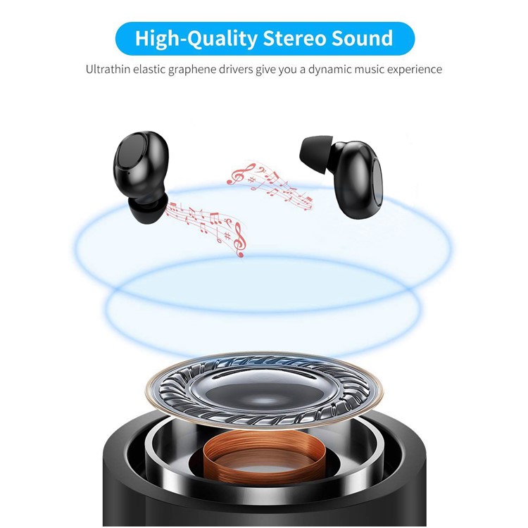 H10 TWS Bluetooth 5.0 Transparent Cover Large Capacity Headset with Charging Box - Black-5