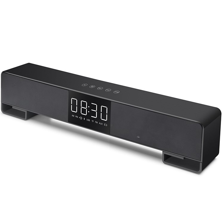 ENUOSUMA Multi-functional Wireless Stereo Music Bluetooth Speaker with Digital Display - Black-1