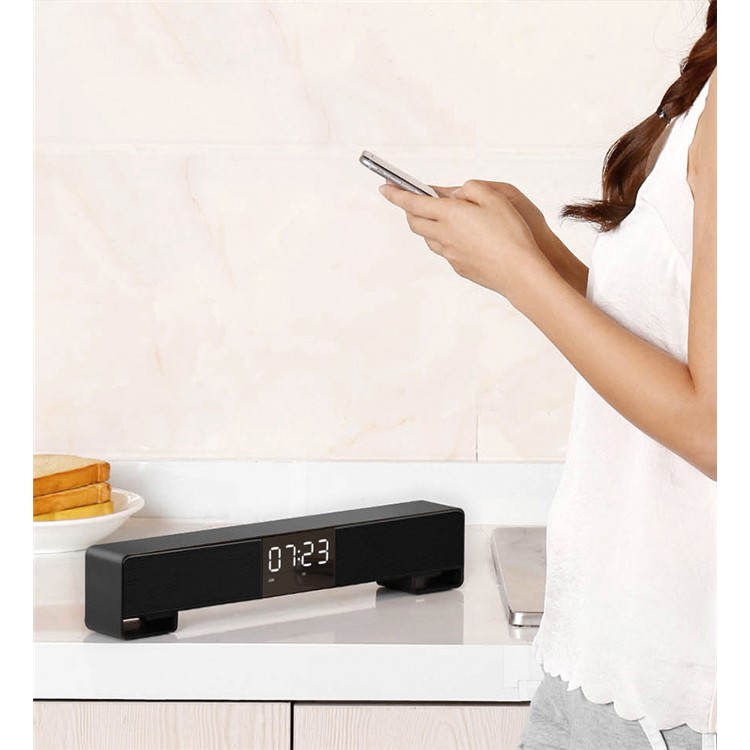 ENUOSUMA Multi-functional Wireless Stereo Music Bluetooth Speaker with Digital Display - Black-10