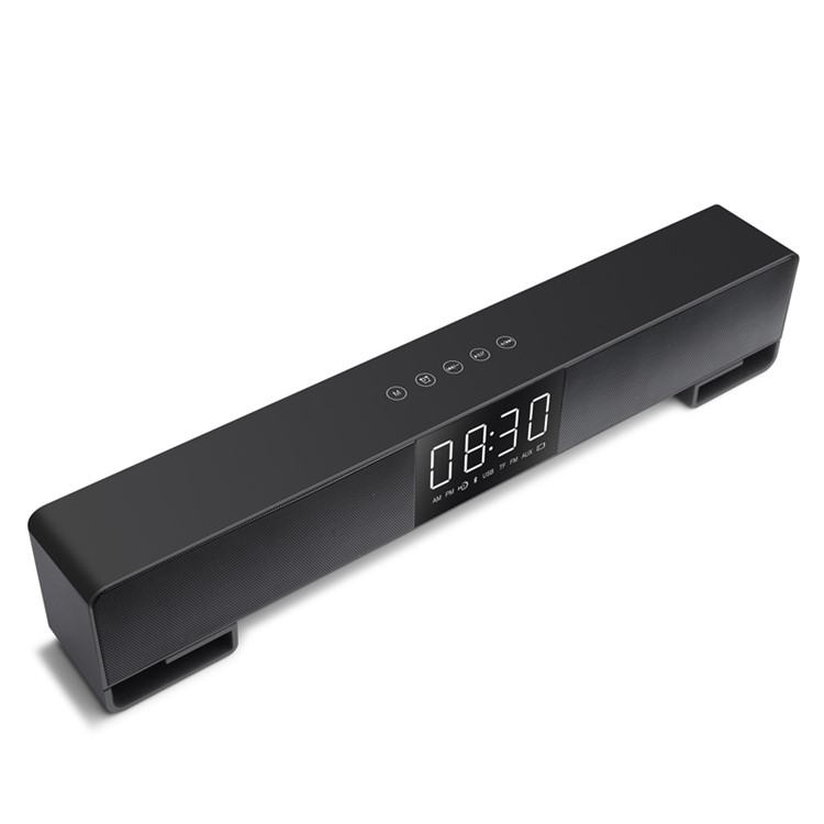 ENUOSUMA Multi-functional Wireless Stereo Music Bluetooth Speaker with Digital Display - Black-6