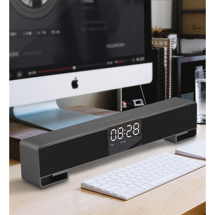 ENUOSUMA Multi-functional Wireless Stereo Music Bluetooth Speaker with Digital Display - Black-9