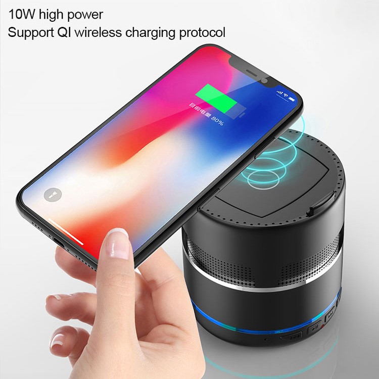 W8 Bluetooth 5.0 Speaker Portable Wireless Charger 10W Powerful Party Speaker - Black-3