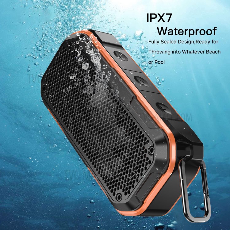 BT526 10W IPX7 Waterproof Bluetooth Speaker Built-in Mic Support TF Card/Aux-in - Orange-4