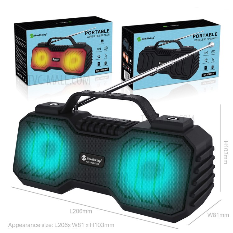 Portable Bluetooth Wireless Speaker LED Flashlight Stereo Subwoofer with Built-in Microphone - Black-4