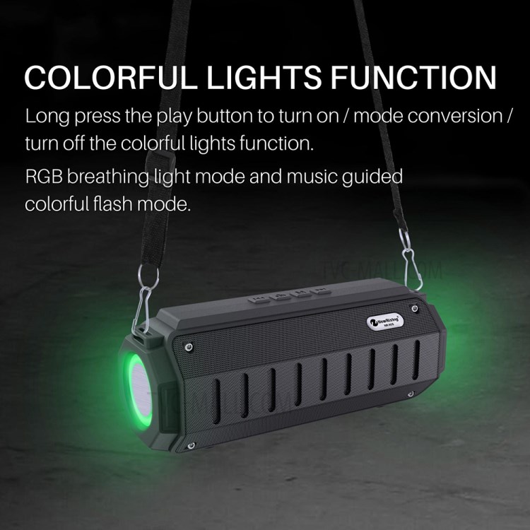 Portable Bluetooth Wireless Speaker FM Radio Stereo Subwoofer with RGB Lights Built-in Microphone - Black-6