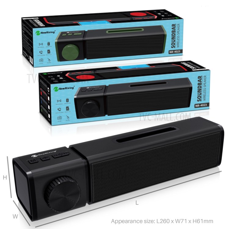 New Rixing NR4023 FM Radio Bluetooth Speaker Wireless Subwoofer Stereo MP3 Music Player Support TF Card - Black-6