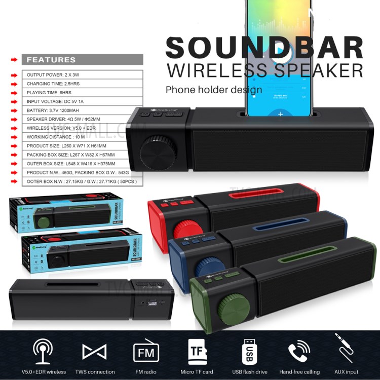 New Rixing NR4023 FM Radio Bluetooth Speaker Wireless Subwoofer Stereo MP3 Music Player Support TF Card - Black-8