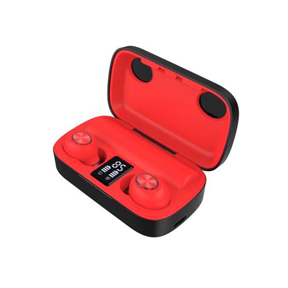 TWS Bluetooth 5.0 Stereo In-ear Power Digital Display Wireless Earphones Bluetooth Headsets - Red-2